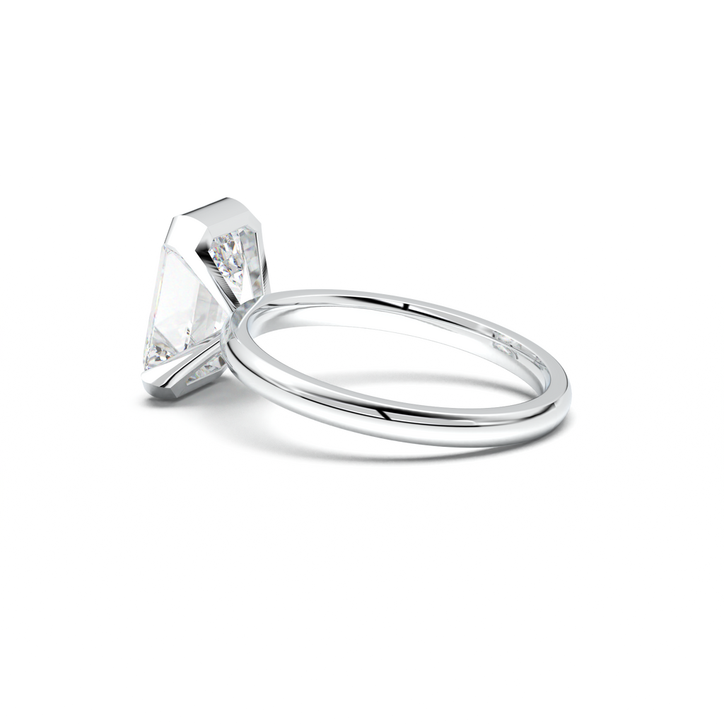 Emerald Cut Half-Bezel Engagement Ring