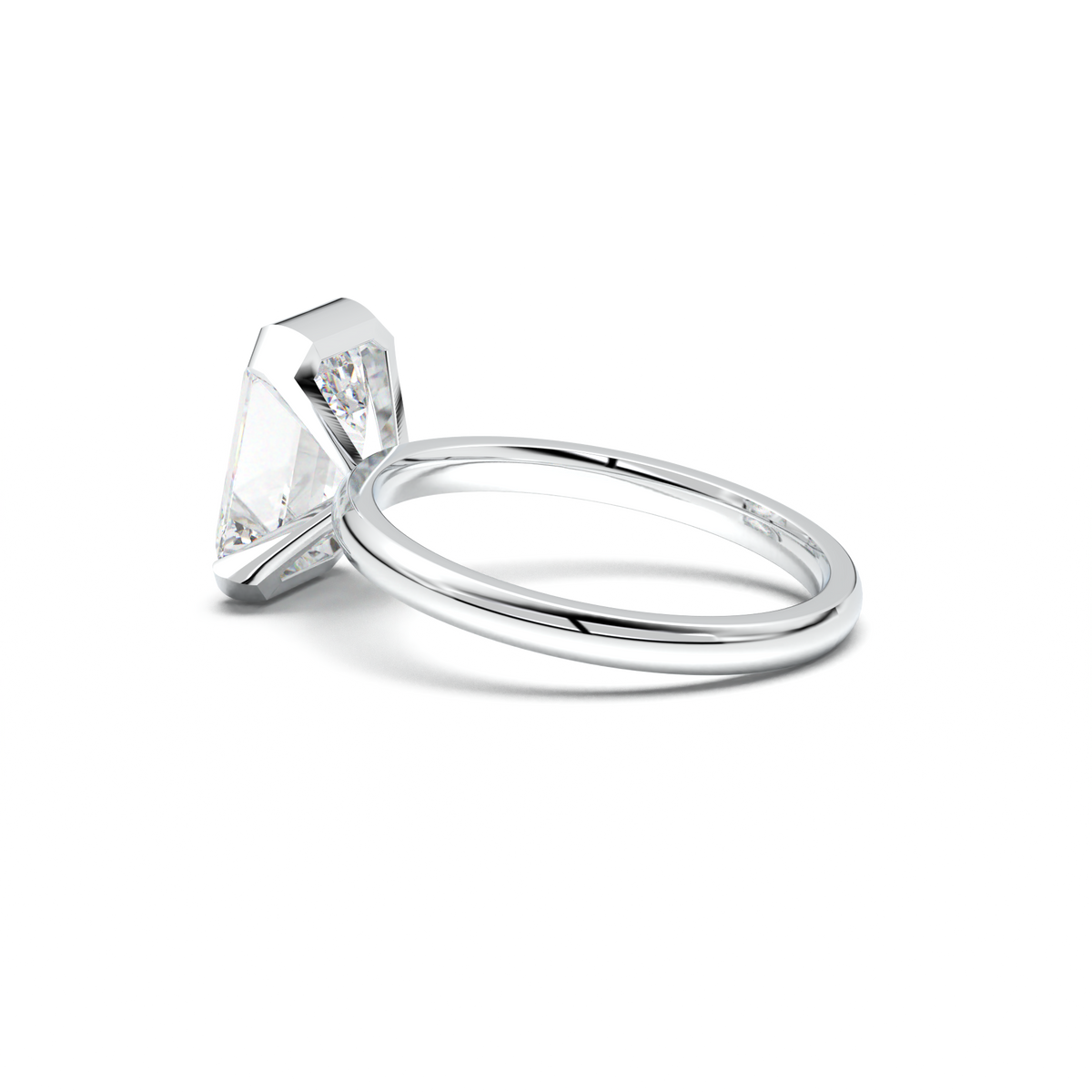 Emerald Cut Half-Bezel Engagement Ring