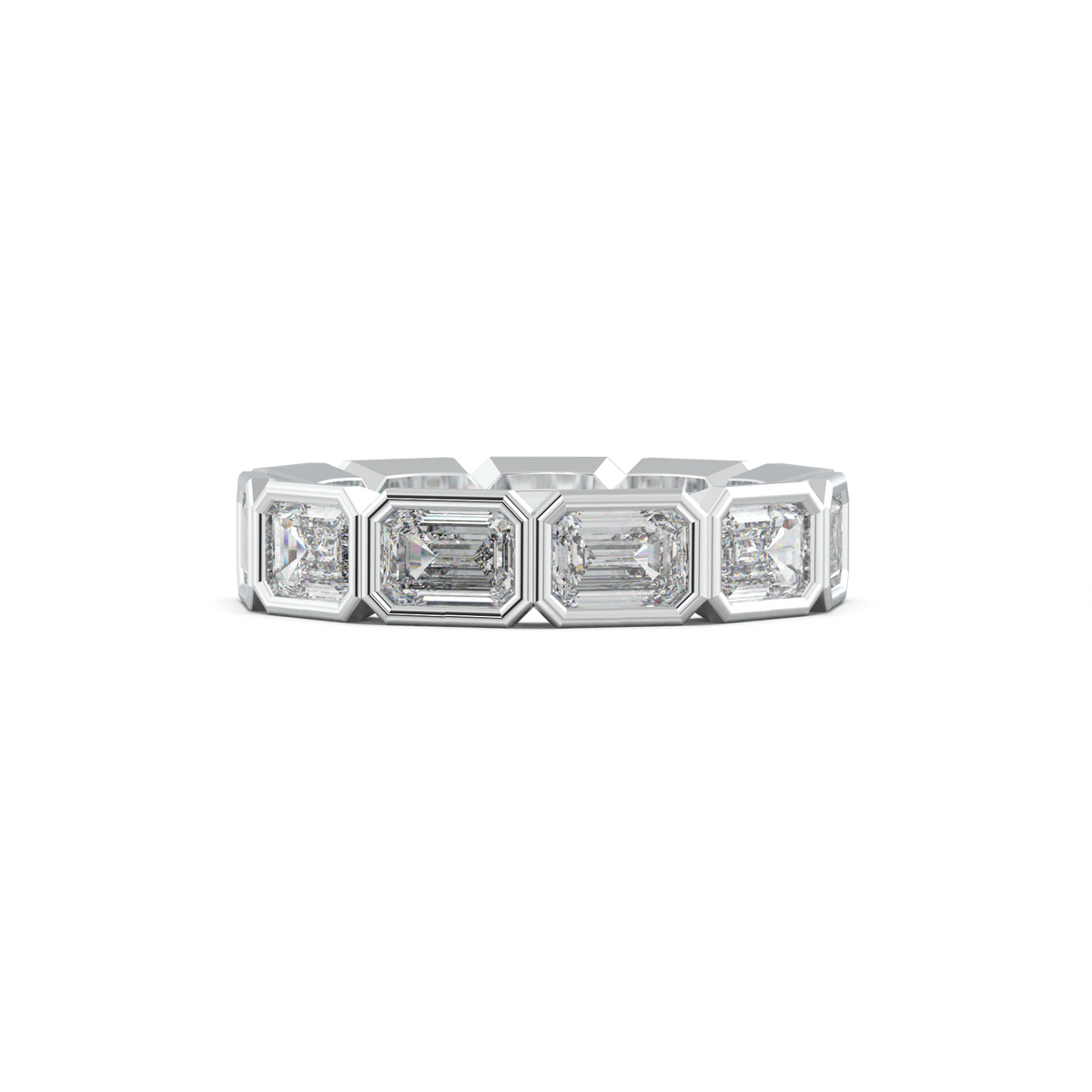 Emerald-Cut Bezel-Style Eternity Wedding Band