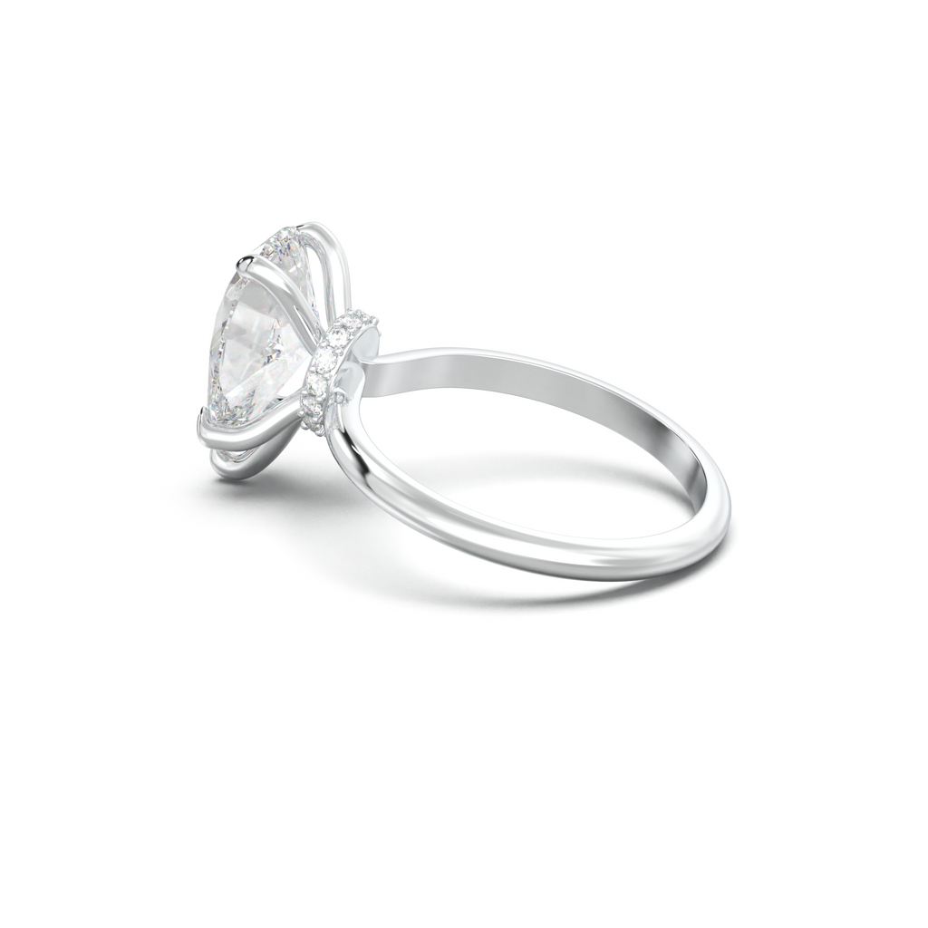 Pear Hidden Halo Engagement Ring