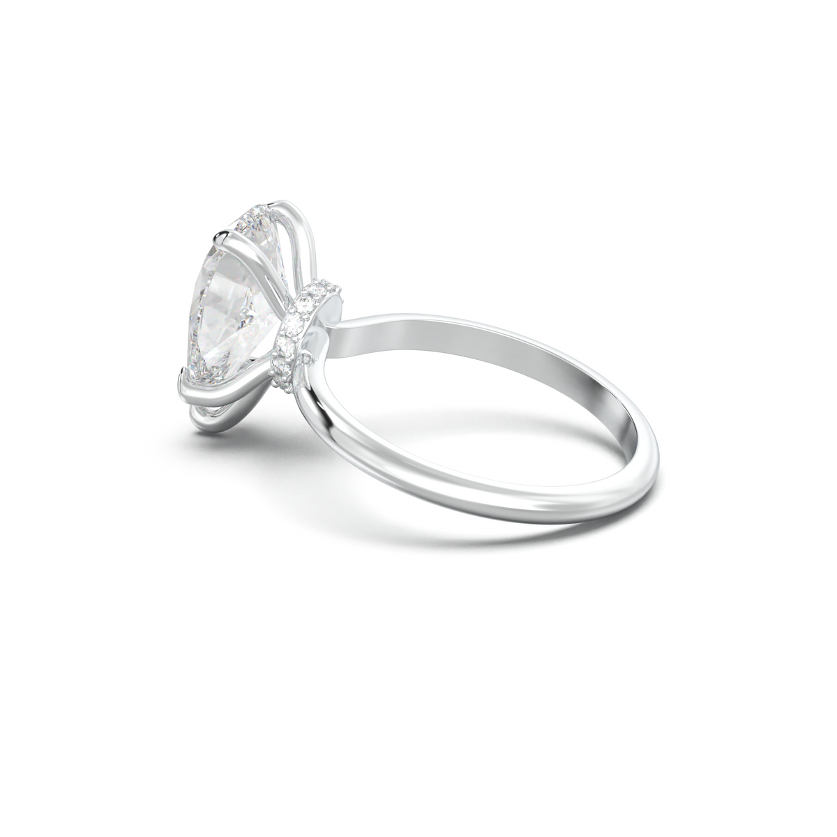 Pear Hidden Halo Engagement Ring