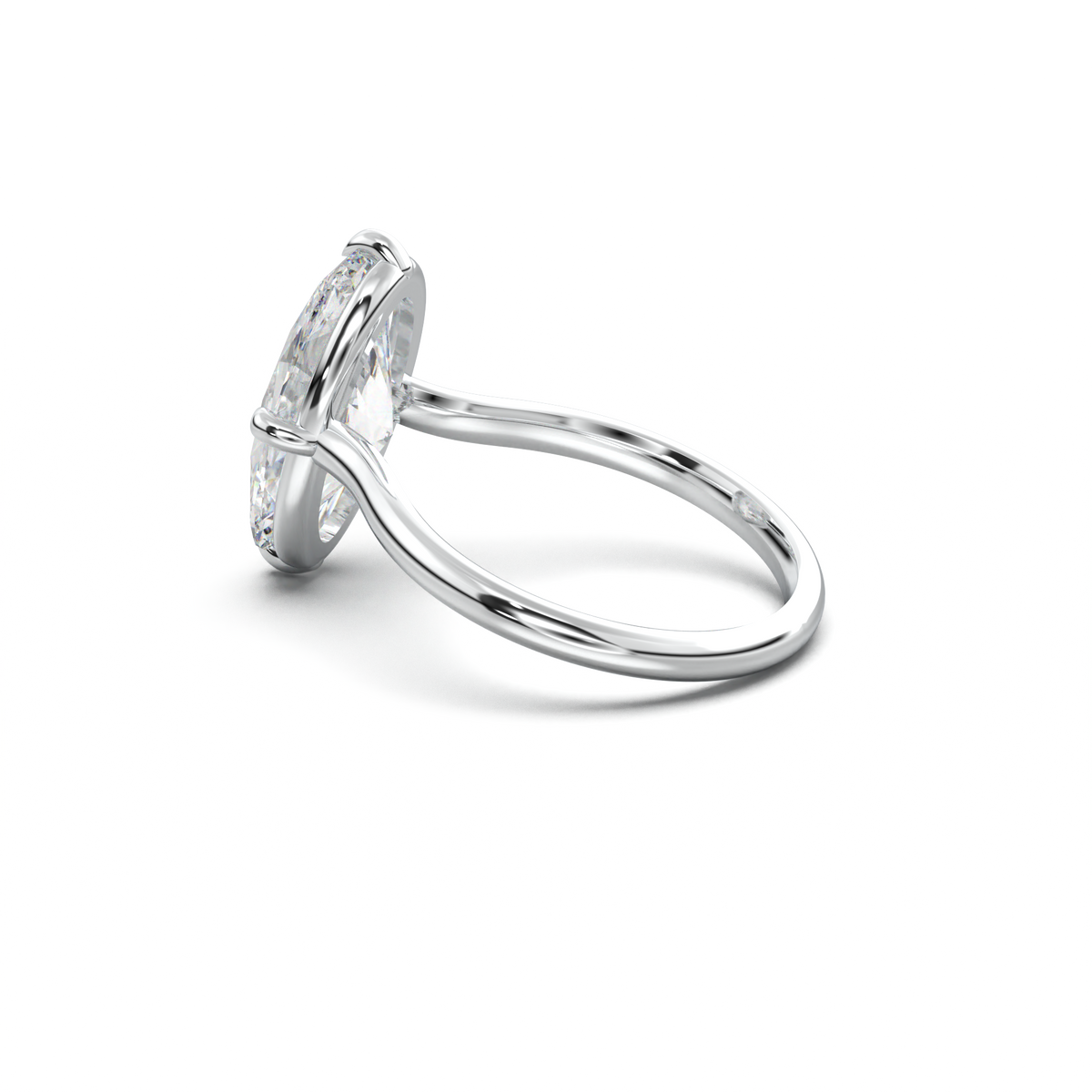 Elongated Moval Solitaire Engagement Ring
