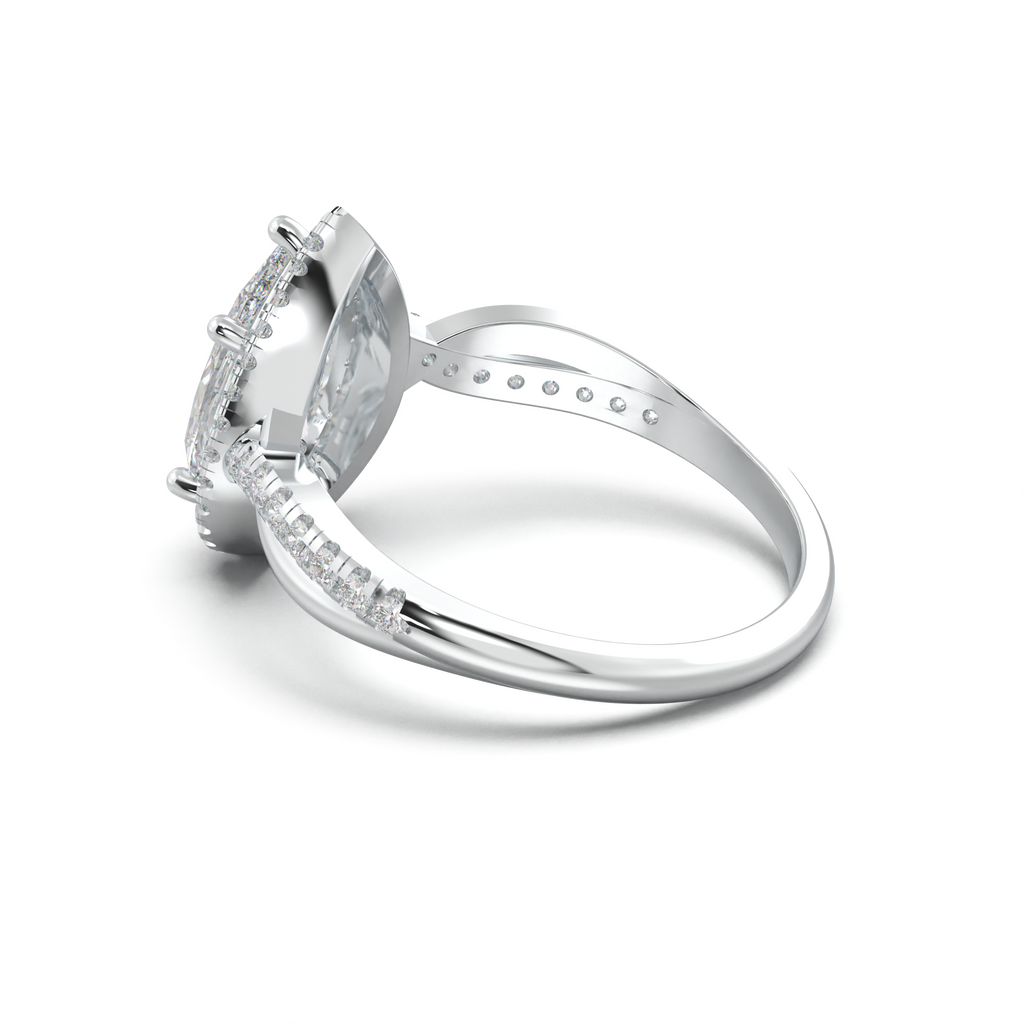 Pear Halo Twisted Pavé Engagement Ring