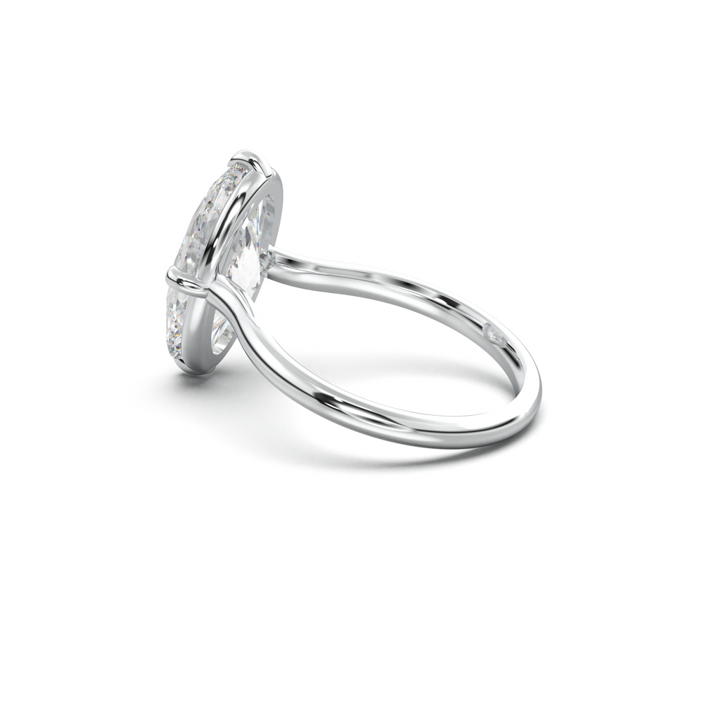 Elongated Moval Solitaire Engagement Ring