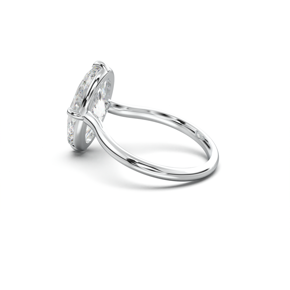 Elongated Moval Solitaire Engagement Ring
