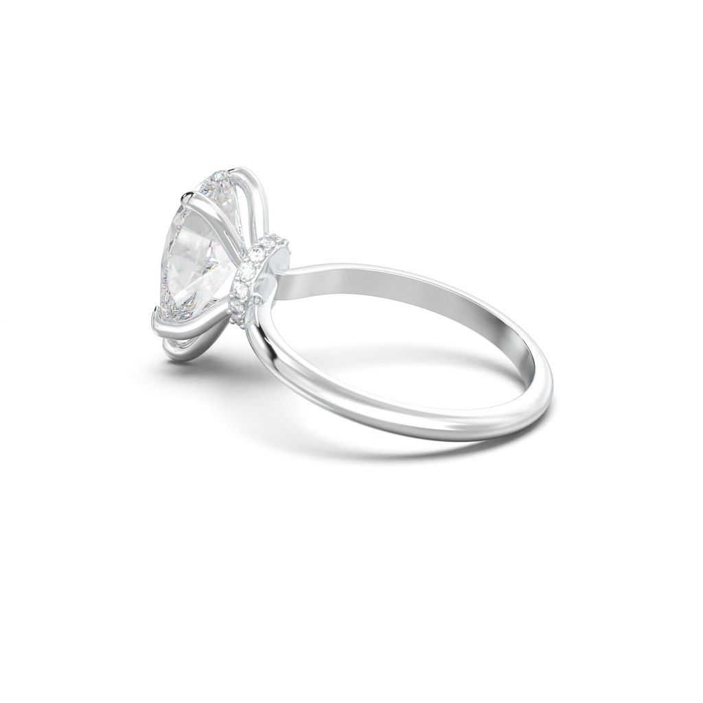 Pear Hidden Halo Engagement Ring