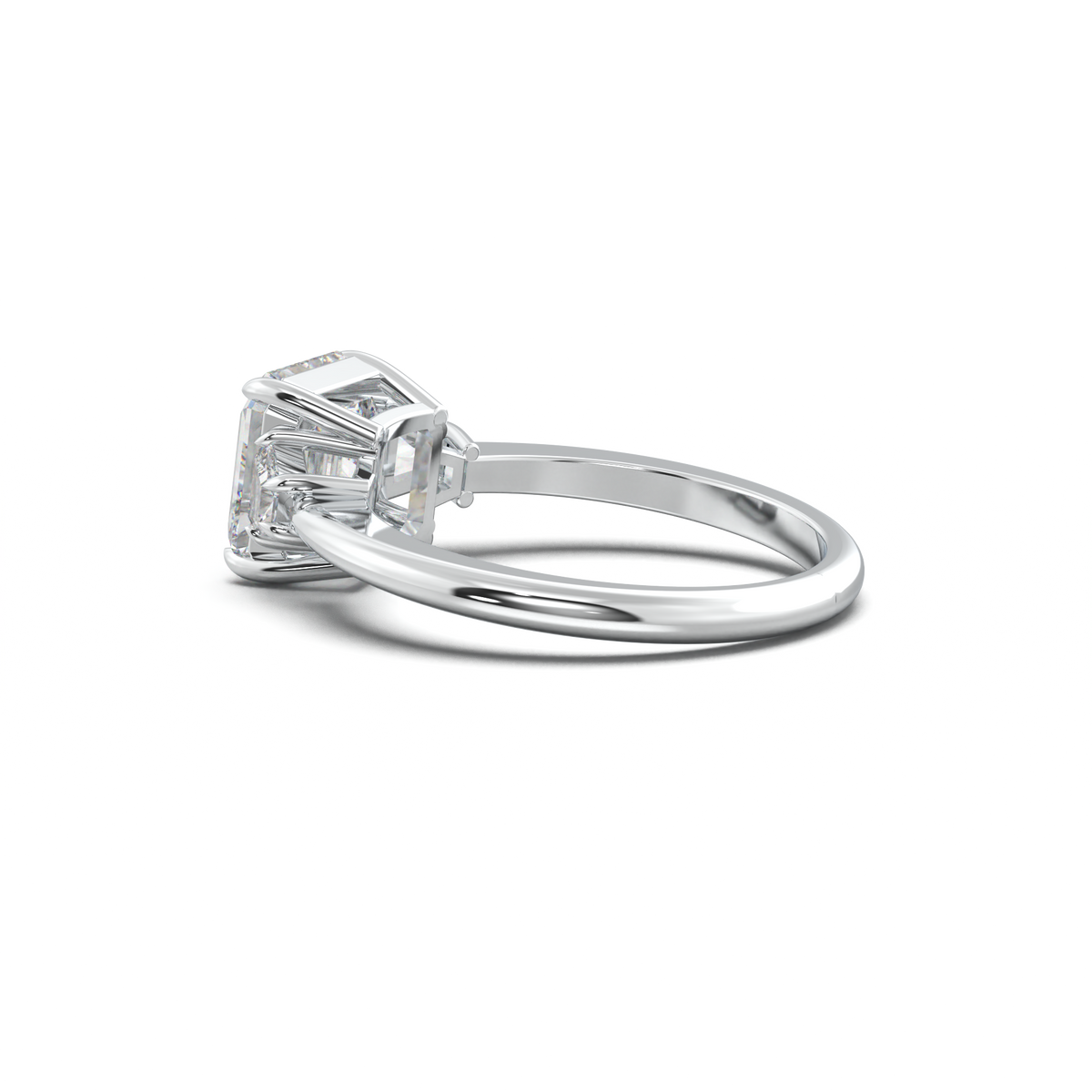 Asscher Baguette Three-Stone Engagement Ring