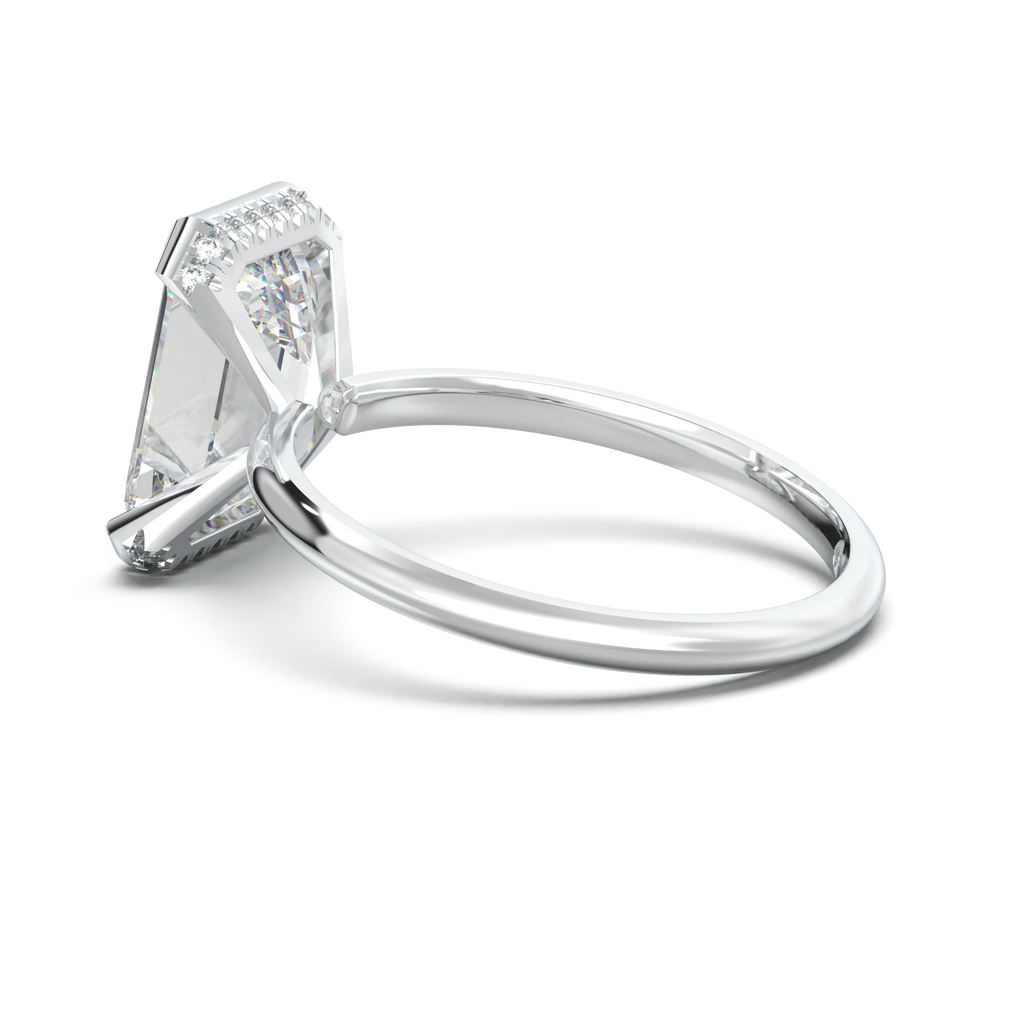 Emerald Hidden Halo Engagement Ring