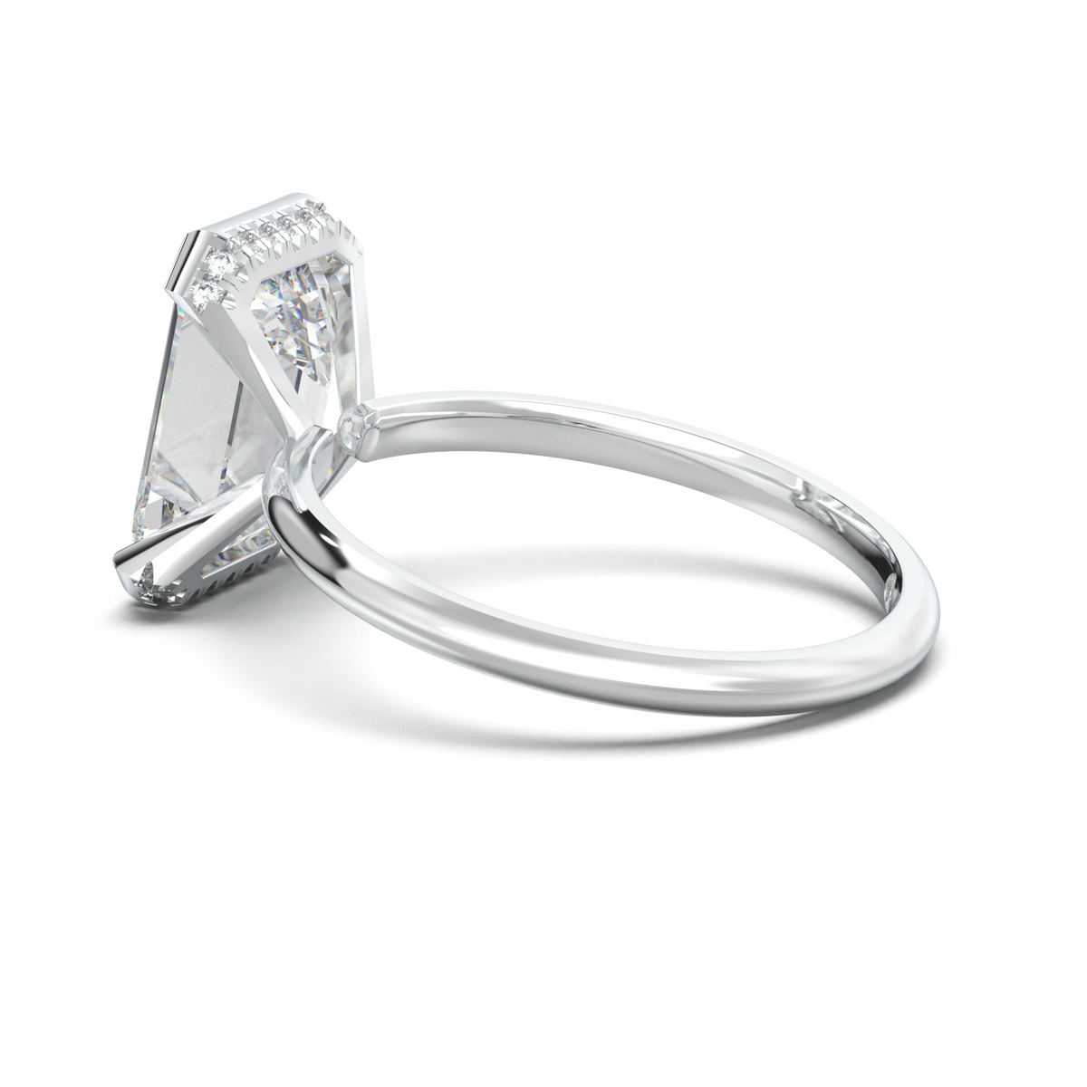 Emerald Hidden Halo Engagement Ring