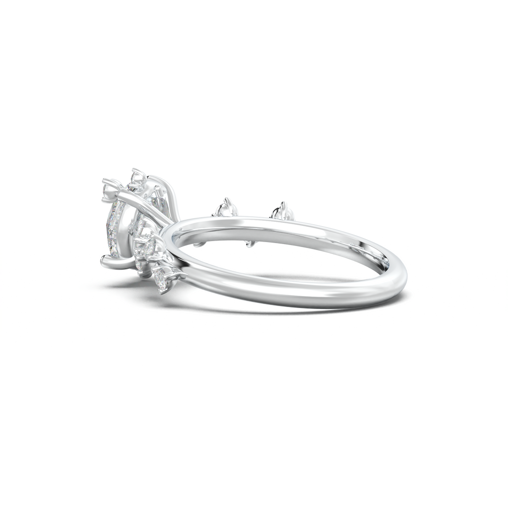 Round Botanical Accent Engagement Ring