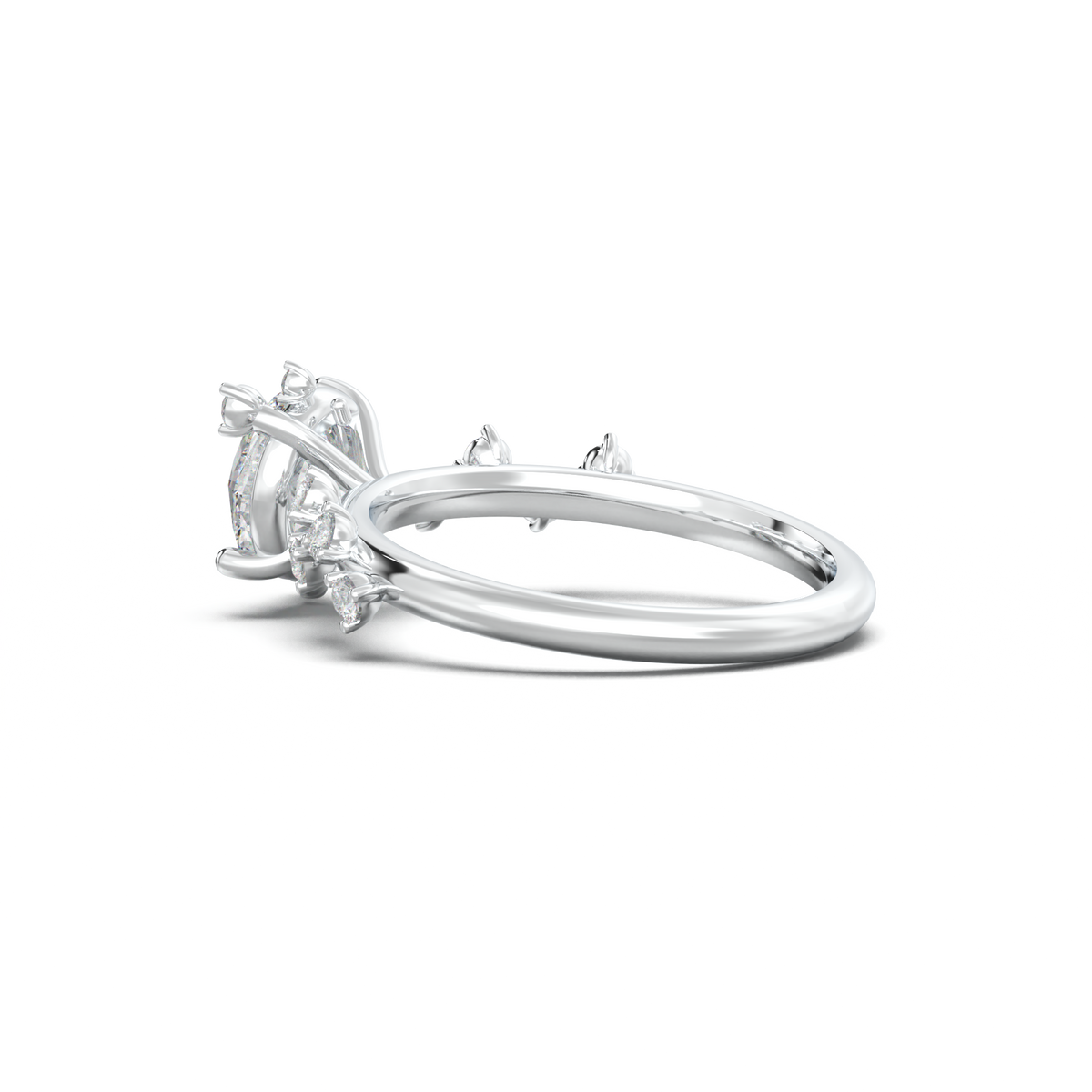 Round Botanical Accent Engagement Ring