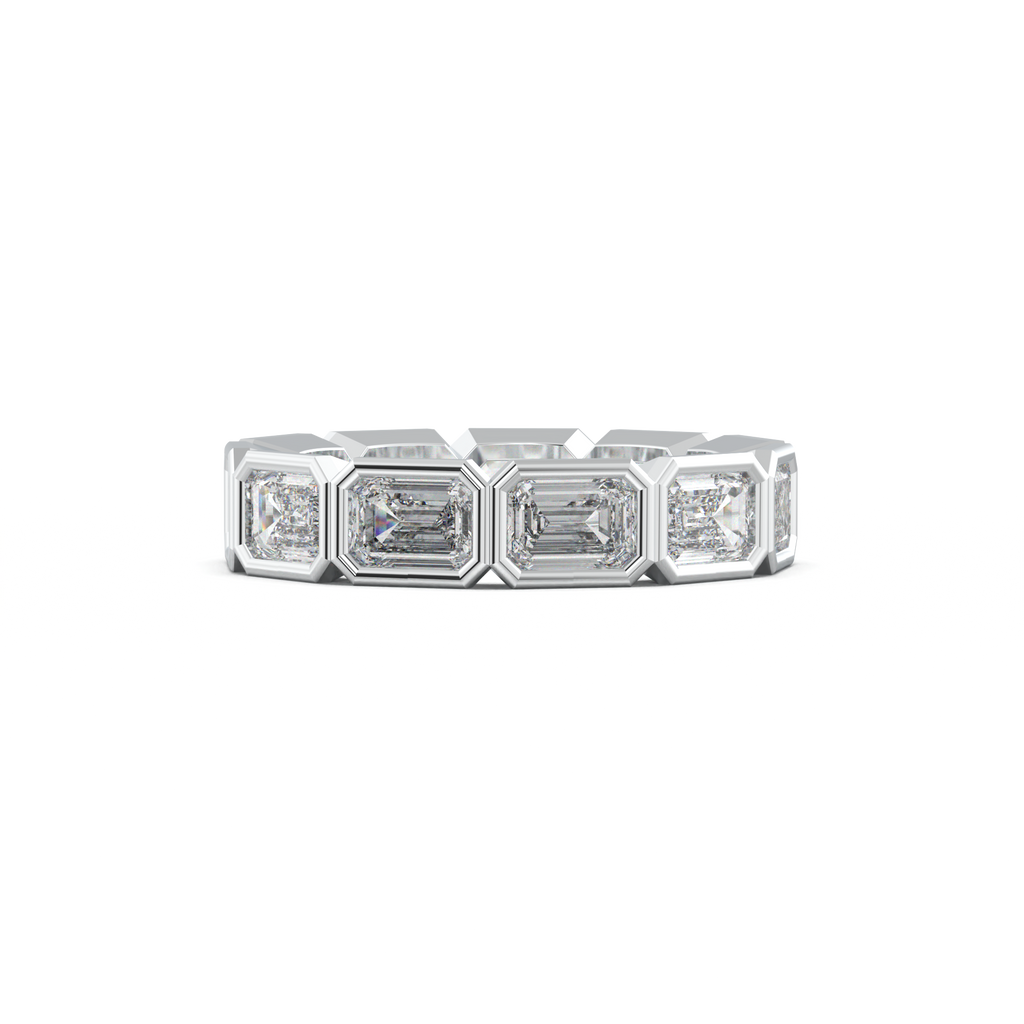 Emerald-Cut Bezel-Style Eternity Wedding Band