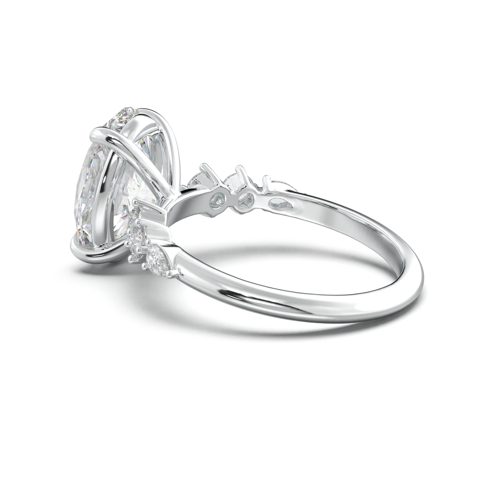 Oval Pear-Accent Engagement Ring