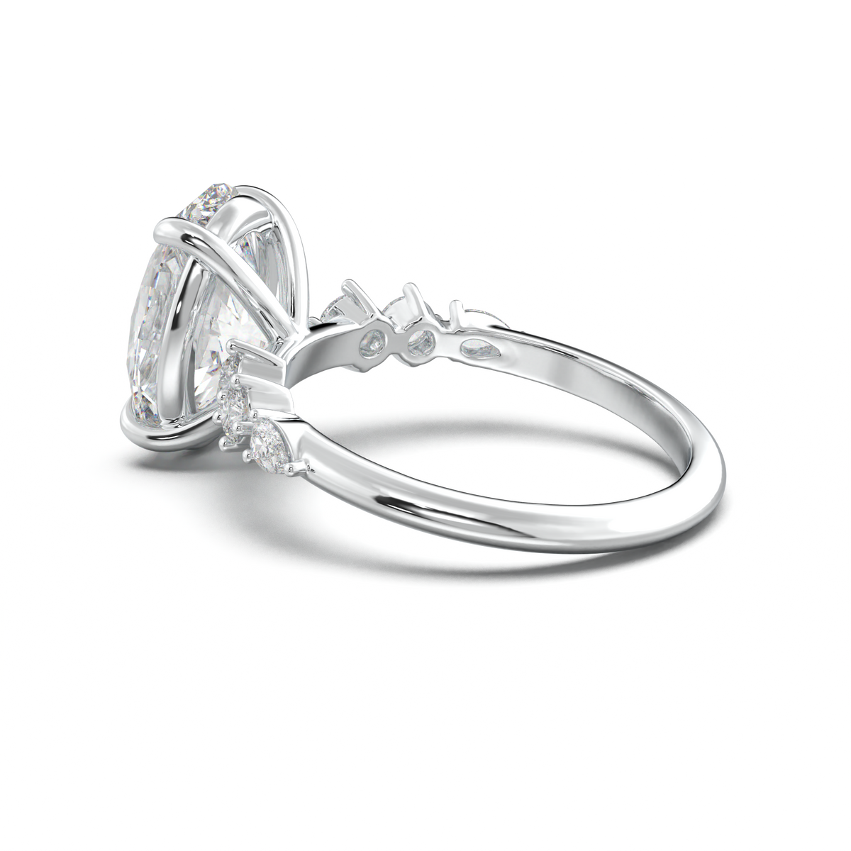 Oval Pear-Accent Engagement Ring