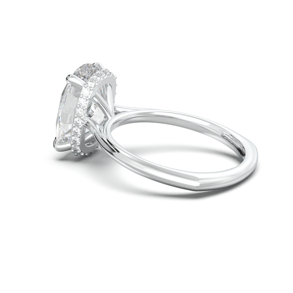 Cushion Hidden Halo Engagement Ring