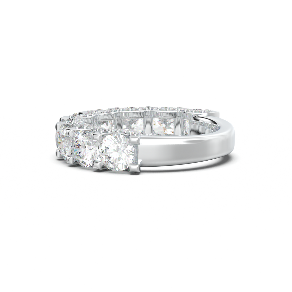 Round Diamond Pavé-Edge Wedding Band