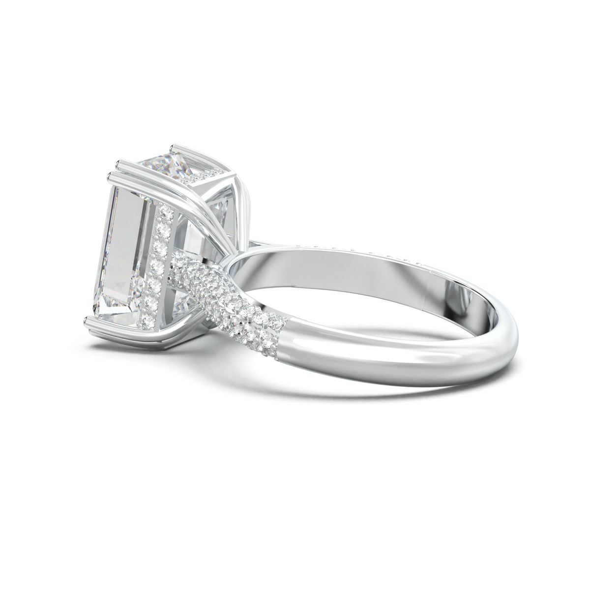 Emerald Double Pavé Engagement Ring