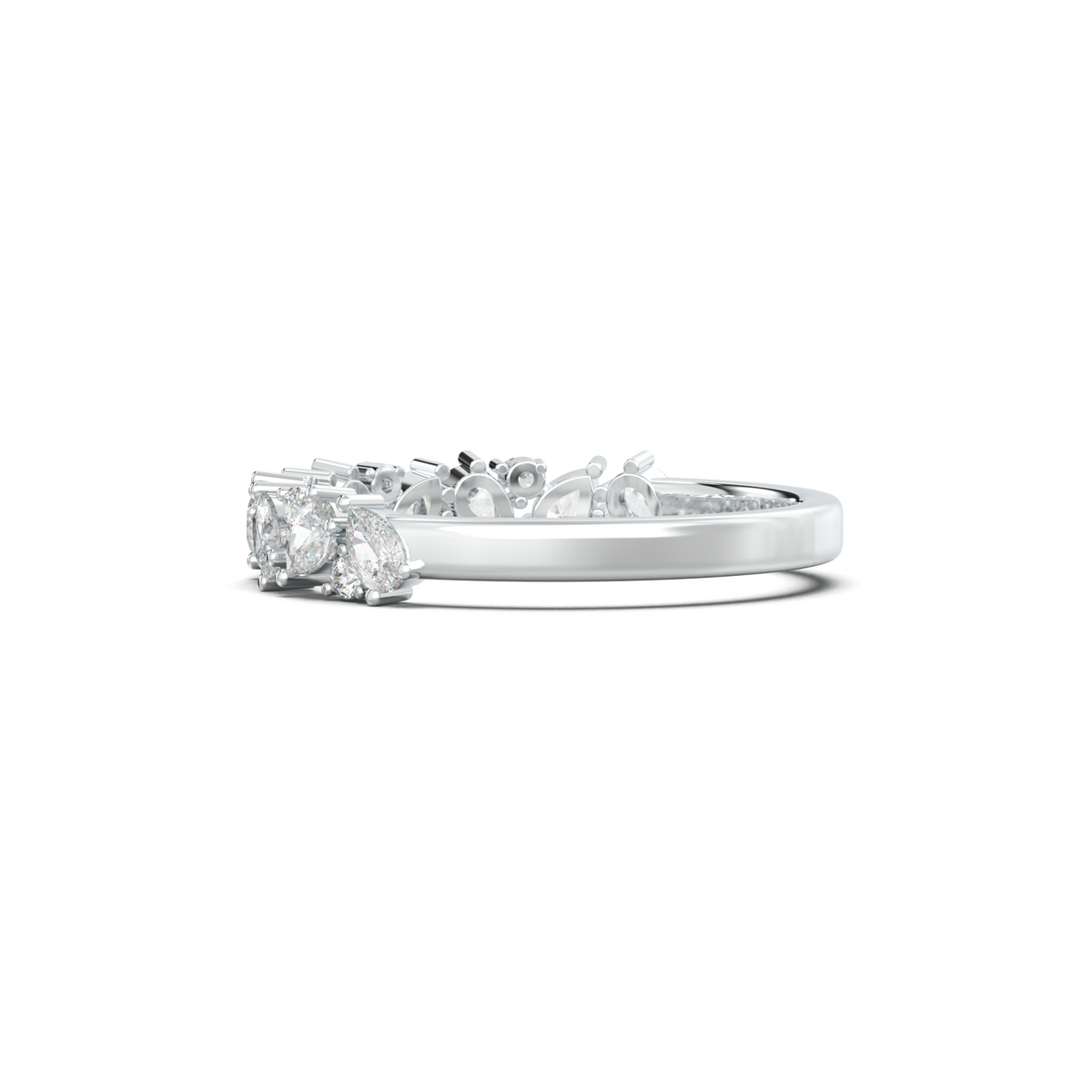 Alternating Pear & Round Half-Eternity Wedding Band