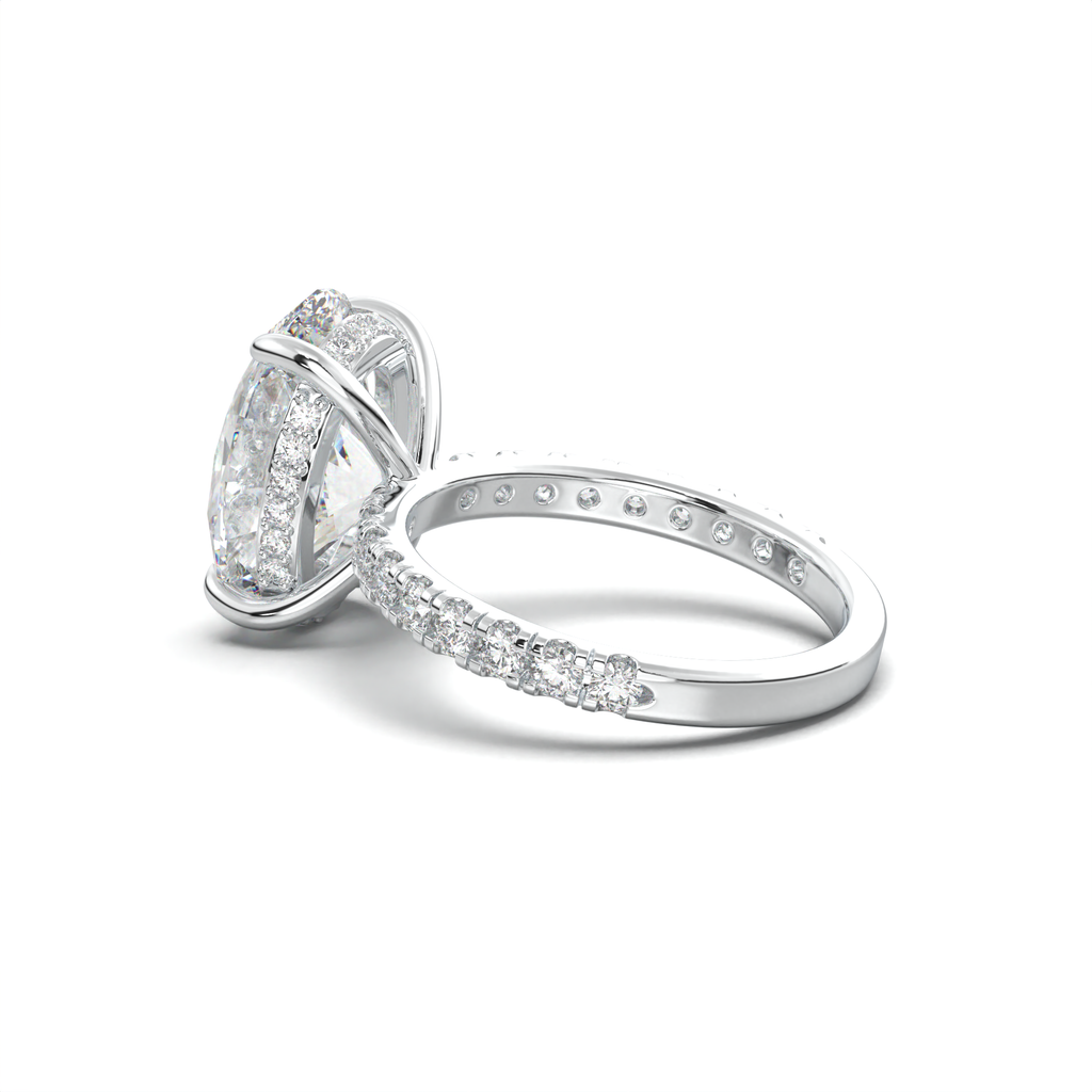 Cushion Hidden Halo Pavé Engagement Ring