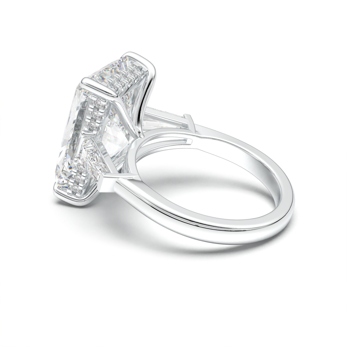 Radiant Baguette Hidden Halo Engagement Ring