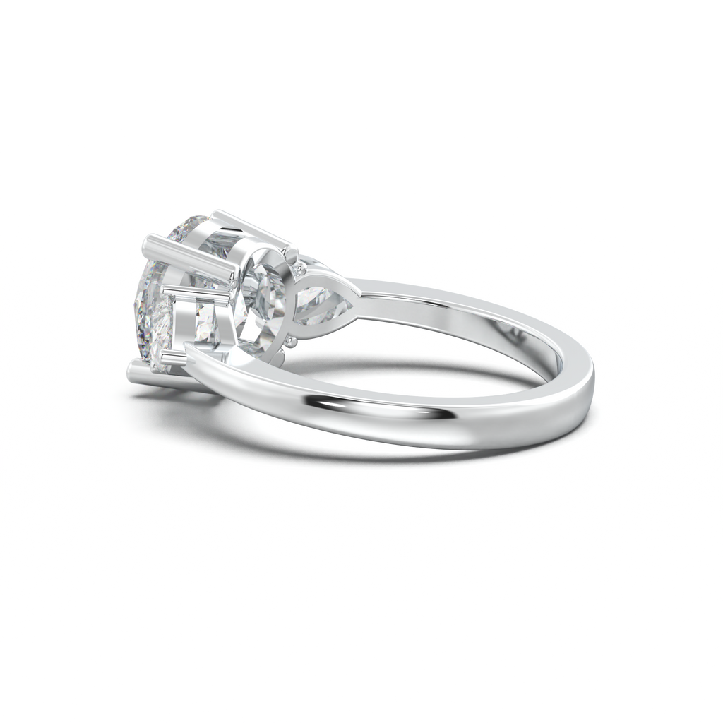 Round Pear Three-Stone Engagement Ring