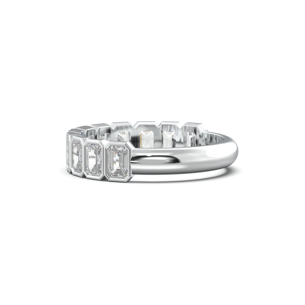 Emerald Bezel Half-Eternity Wedding Band
