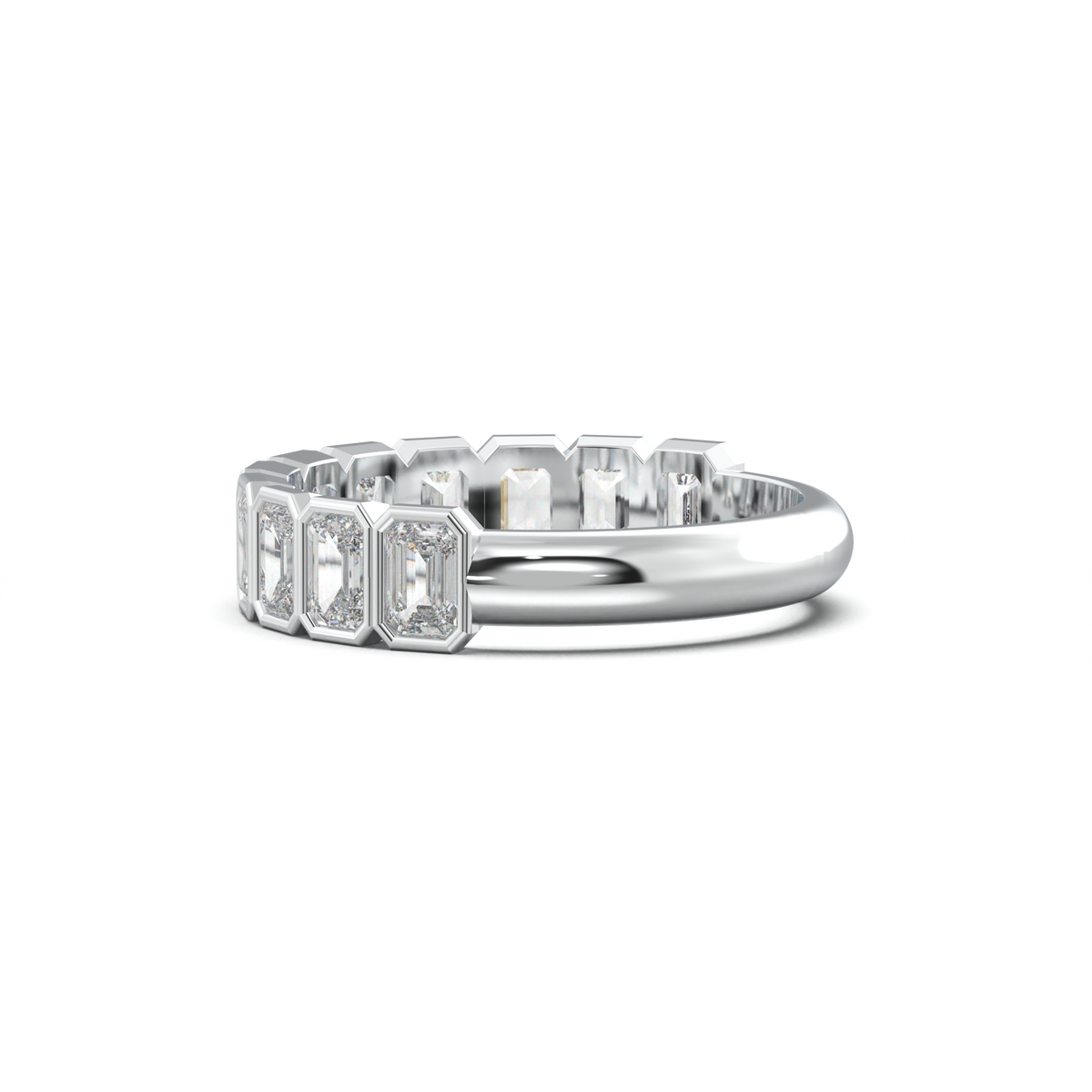 Emerald Bezel Half-Eternity Wedding Band