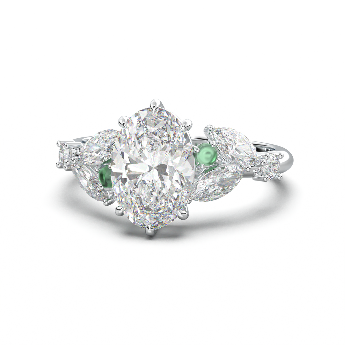 Oval Marquise-Accent Engagement Ring