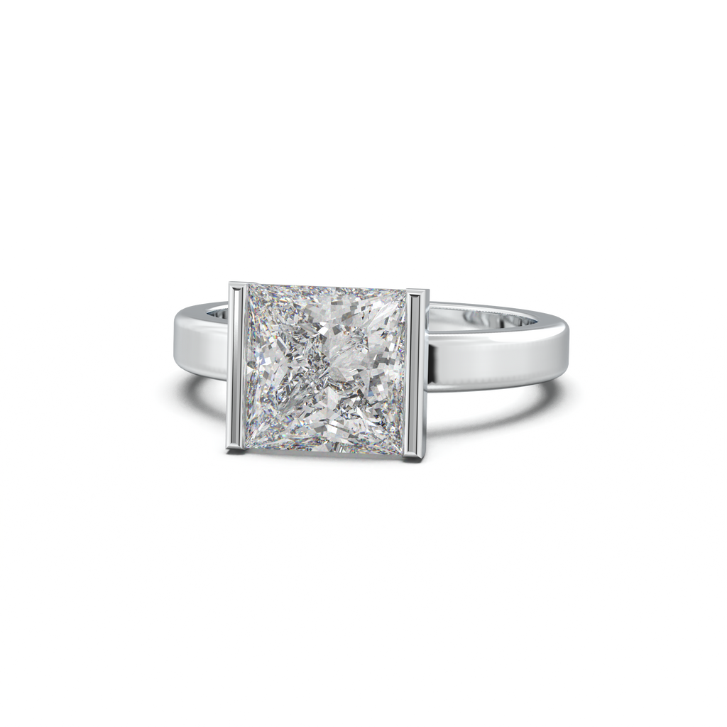 Princess Half-Bezel Engagement Ring