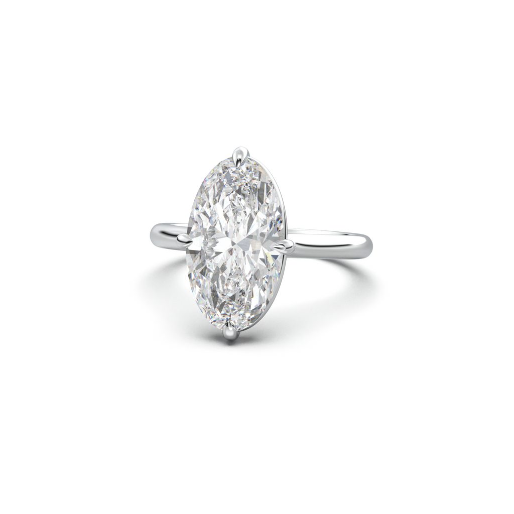 Elongated Moval Solitaire Engagement Ring