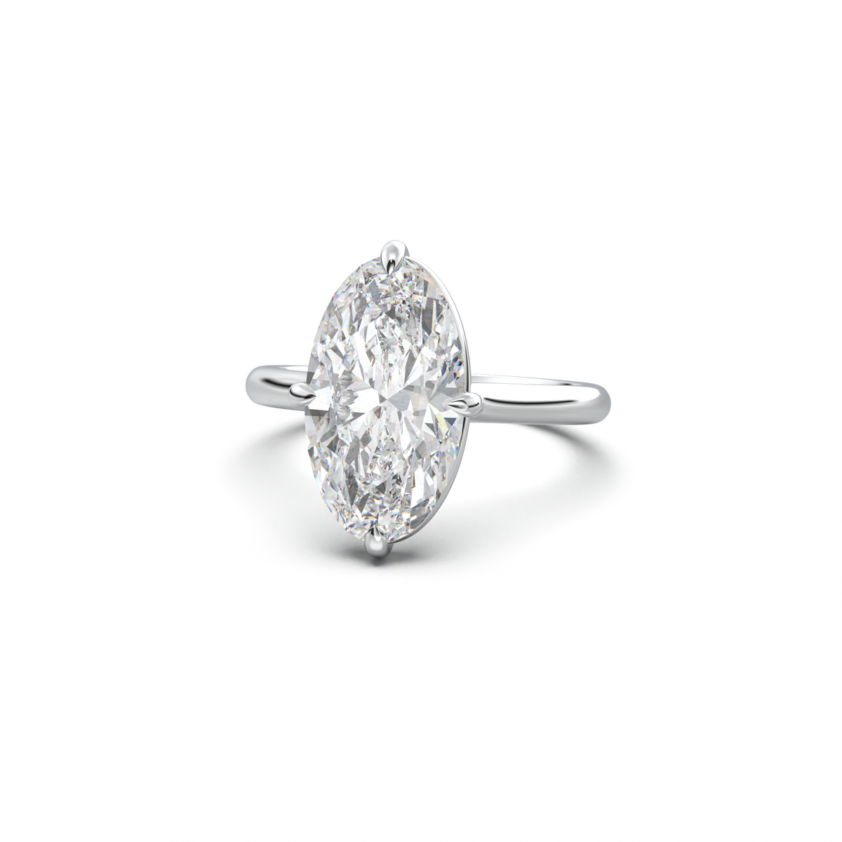 Elongated Moval Solitaire Engagement Ring
