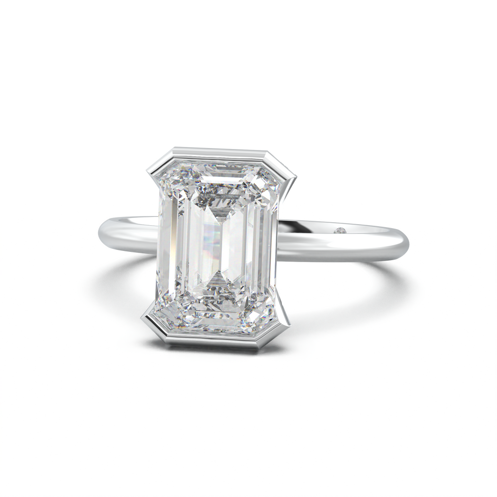 Emerald Hidden Halo Engagement Ring