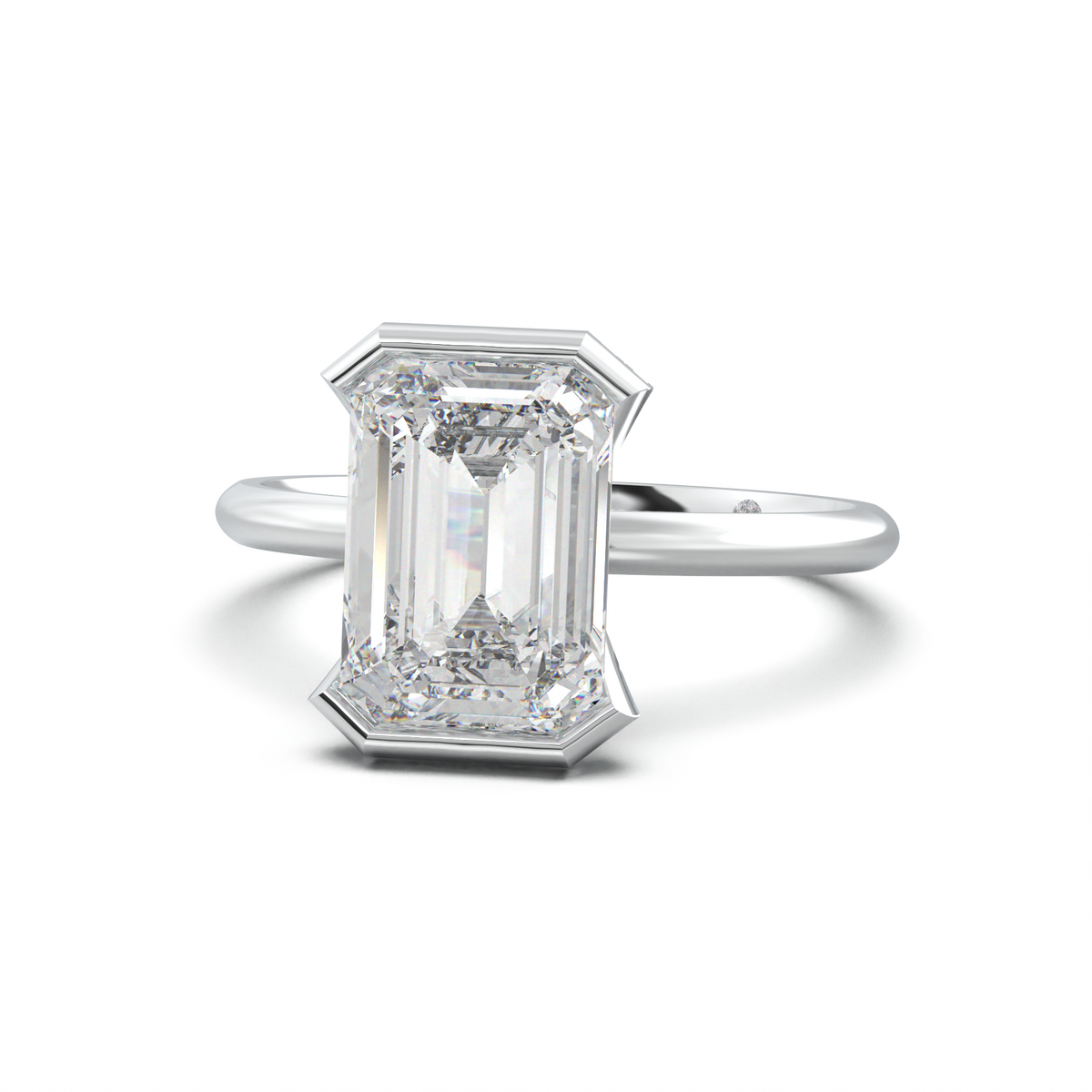 Emerald Hidden Halo Engagement Ring