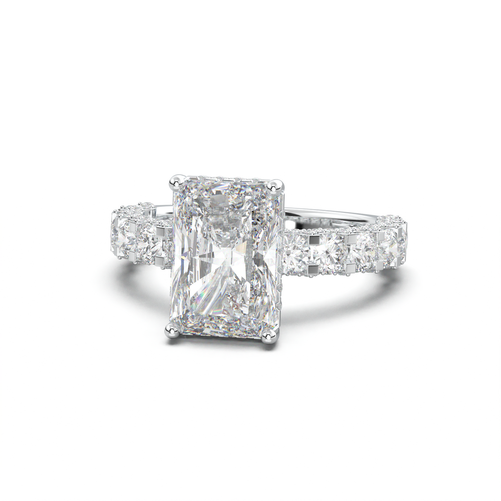 Radiant Diamond Band Engagement Ring