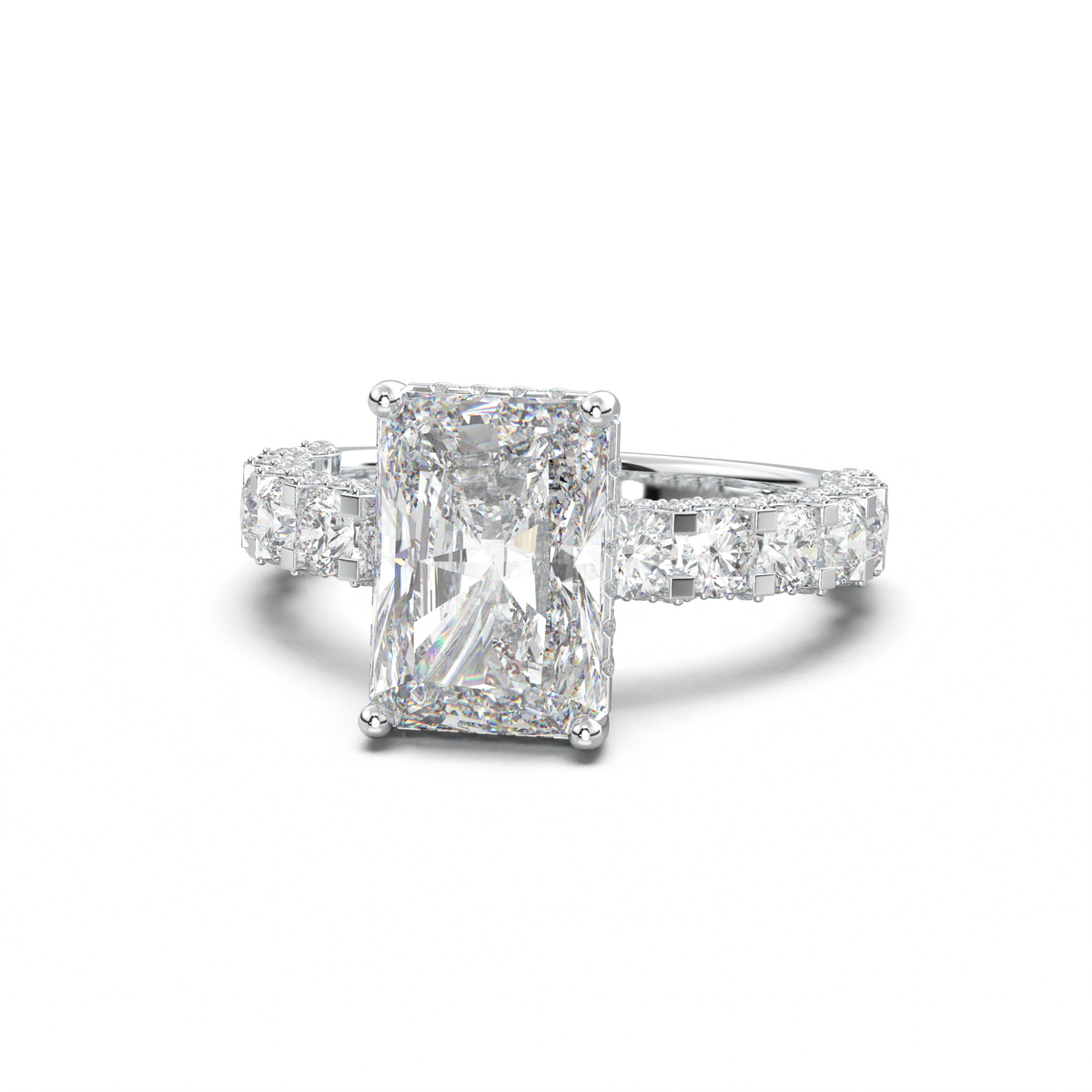 Radiant Diamond Band Engagement Ring