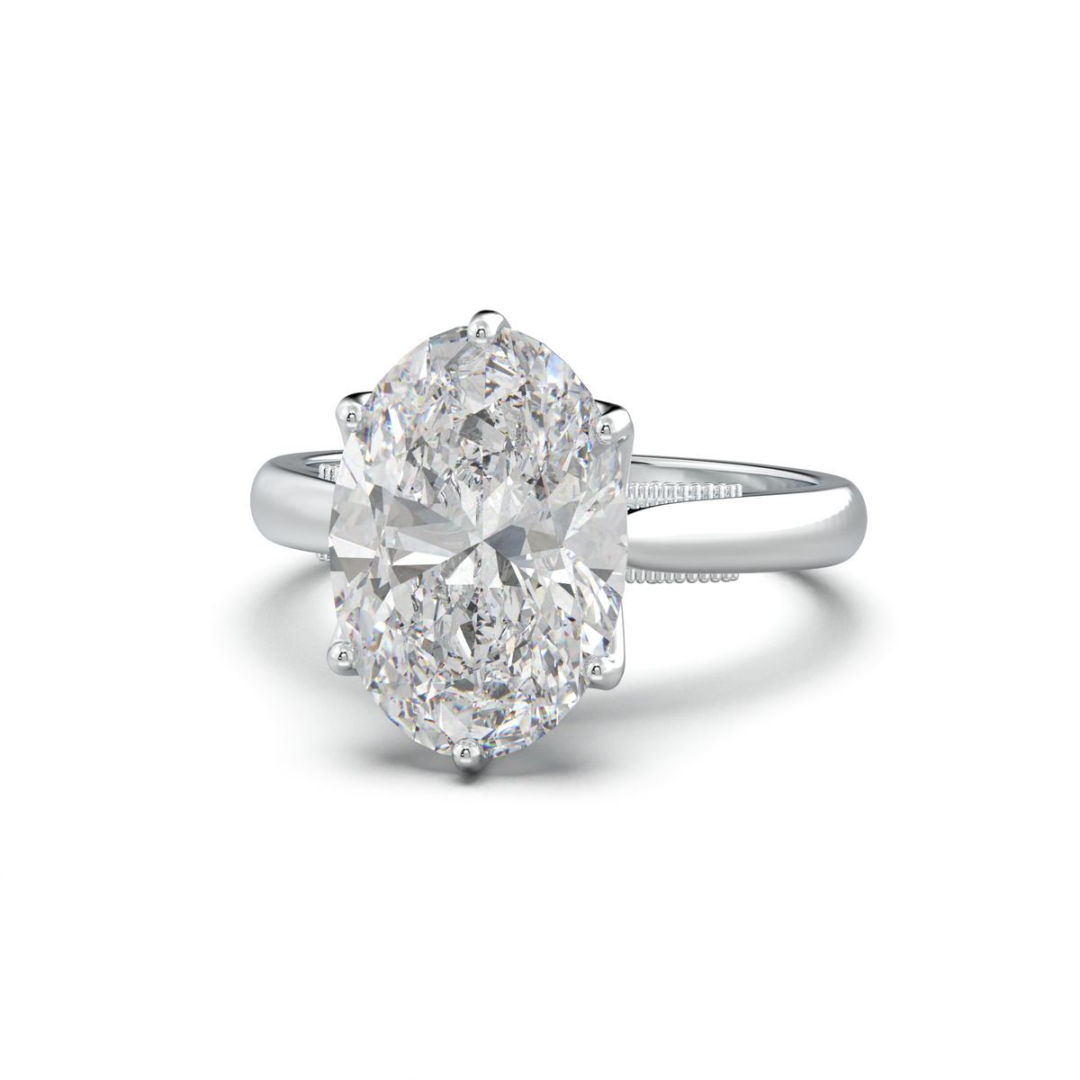 Oval Tulip Setting Hidden bridge Halo Engagement Ring