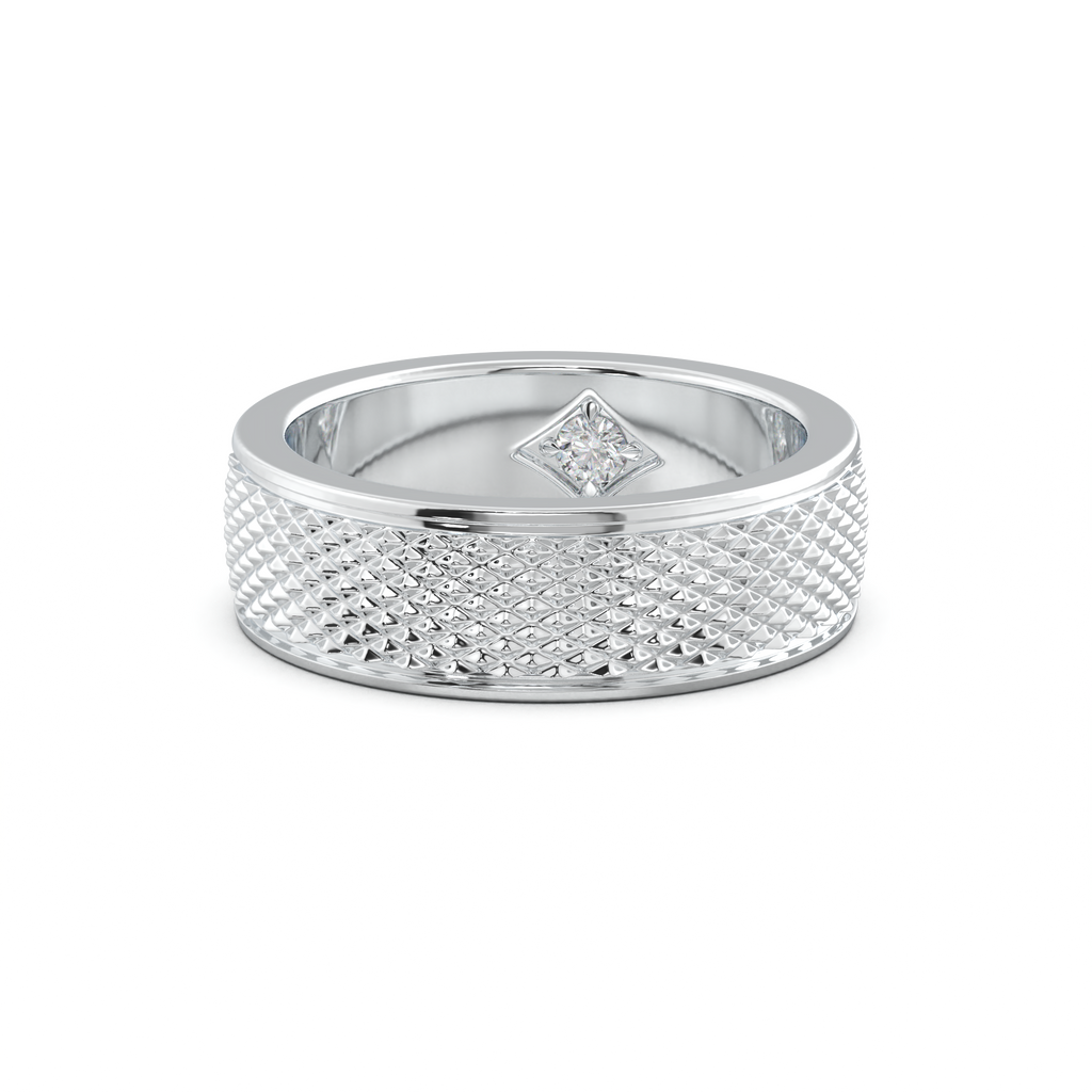 Diamond-Cut Textured Men's Wedding Band