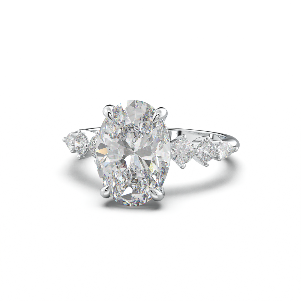 Oval Pear-Accent Engagement Ring