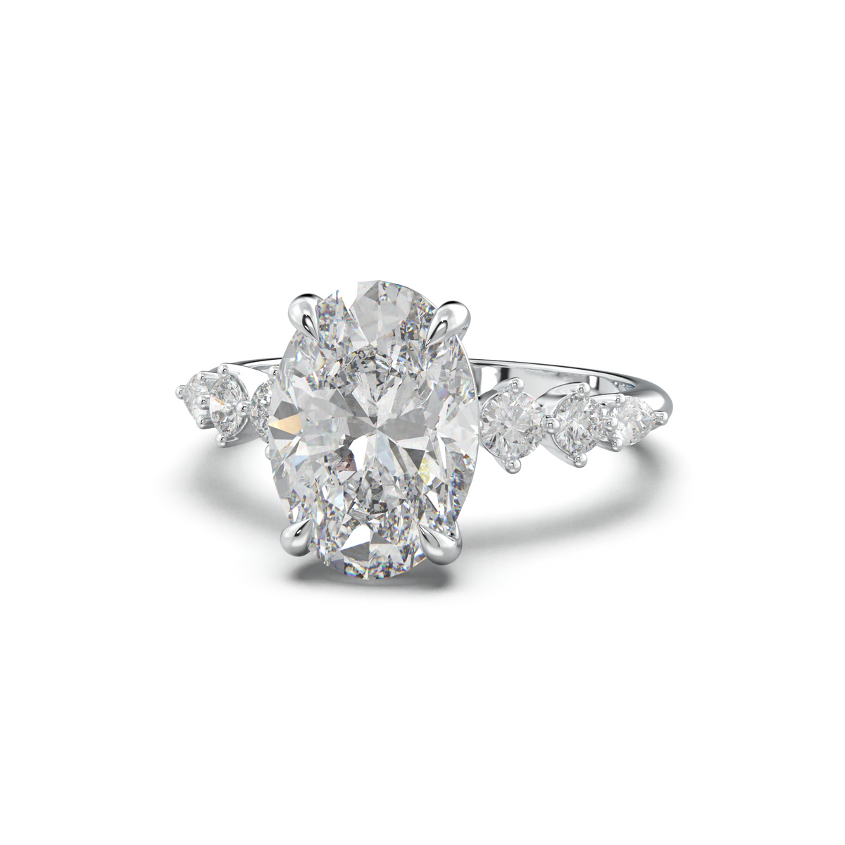 Oval Pear-Accent Engagement Ring