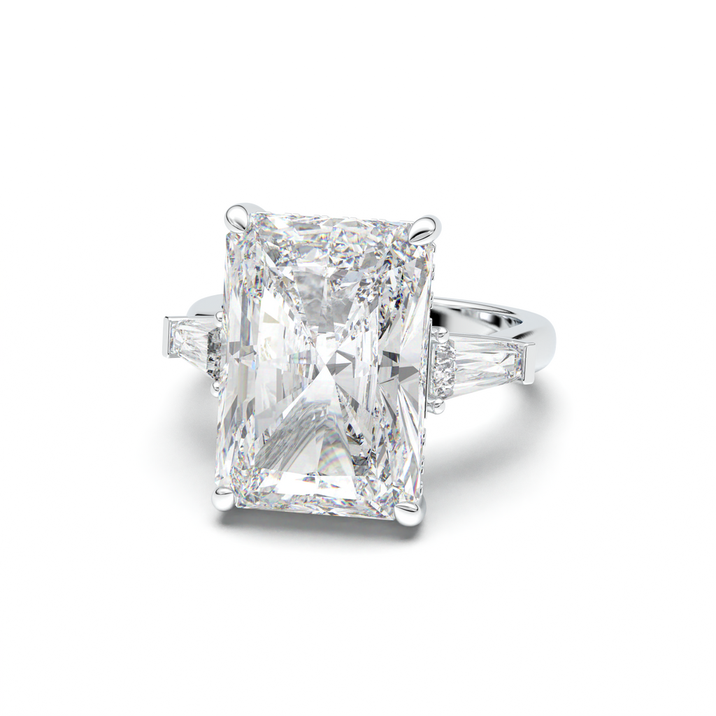 Radiant Baguette Hidden Halo Engagement Ring