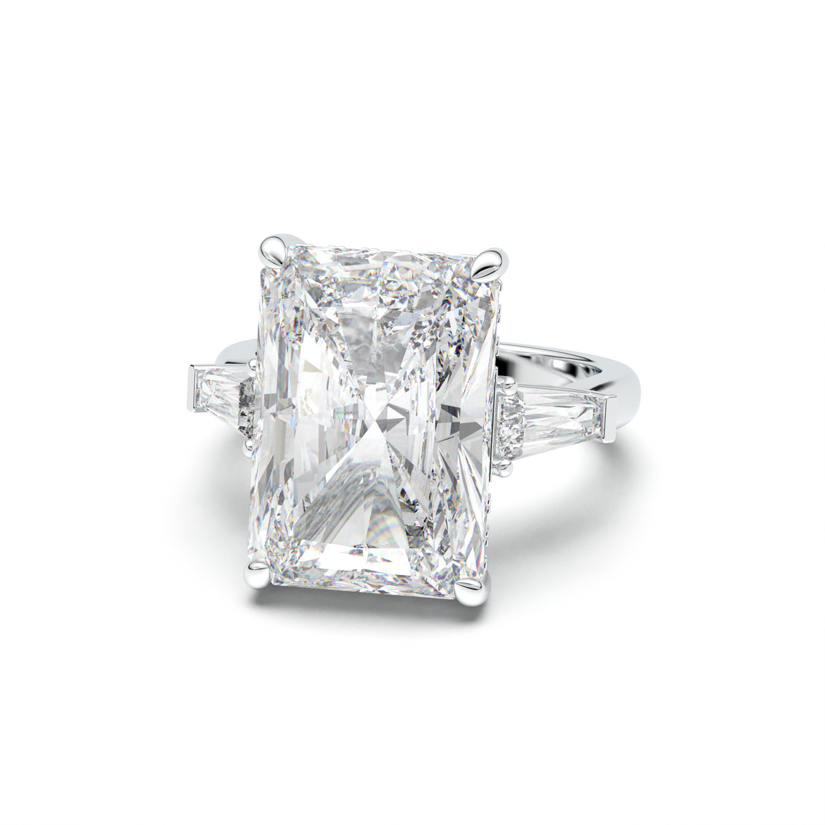 Radiant Baguette Hidden Halo Engagement Ring