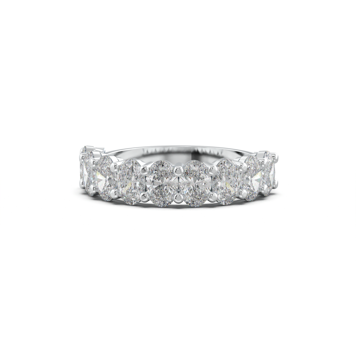 Nine-Oval Half-Eternity Wedding Band