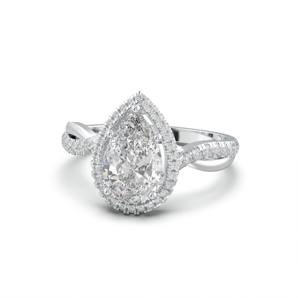 Pear Halo Twisted Pavé Engagement Ring