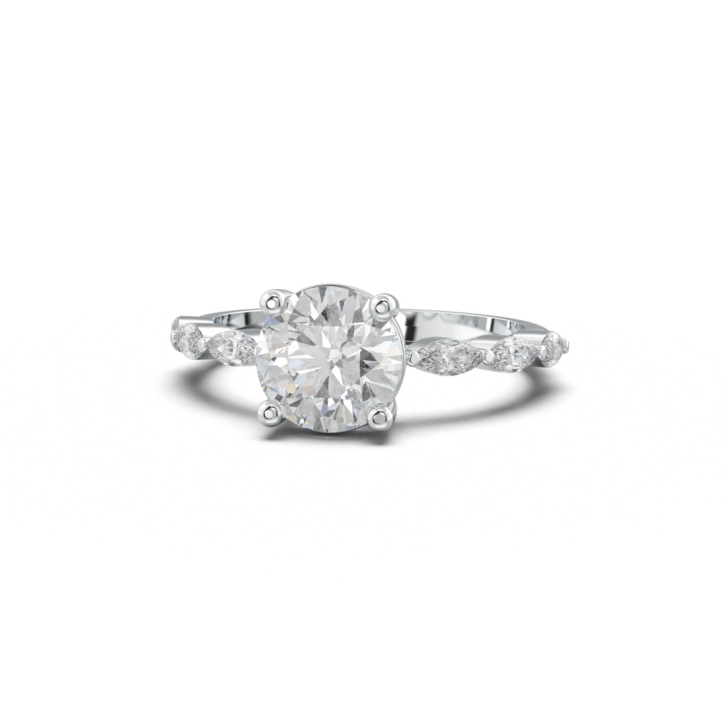Round Marquise Side-Stone Engagement Ring