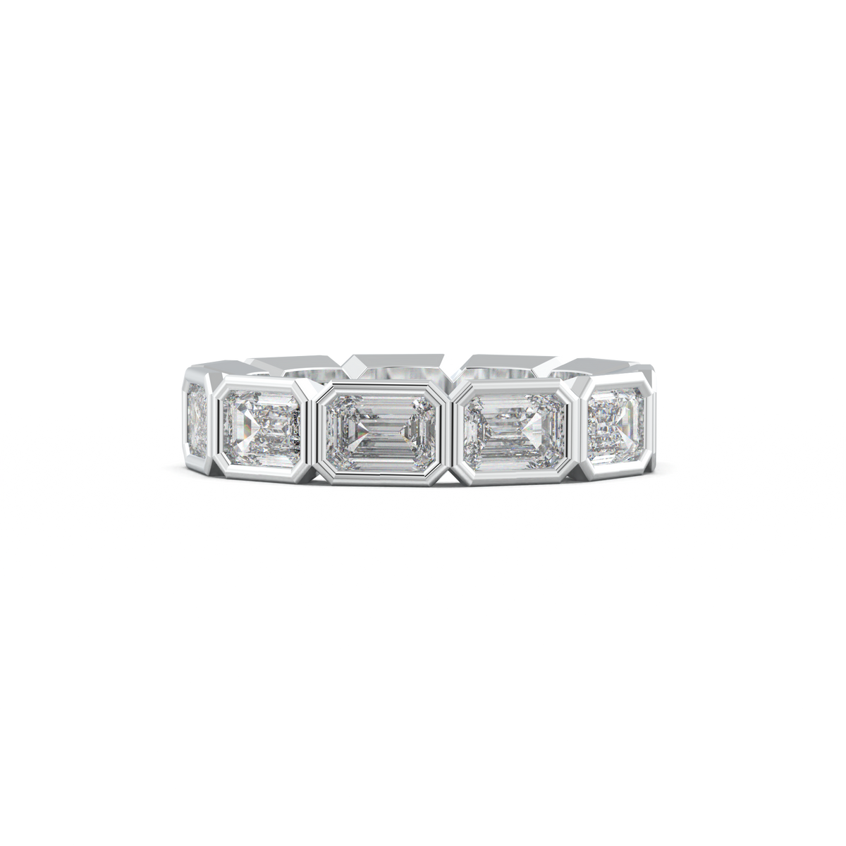 Emerald-Cut Bezel-Style Eternity Wedding Band