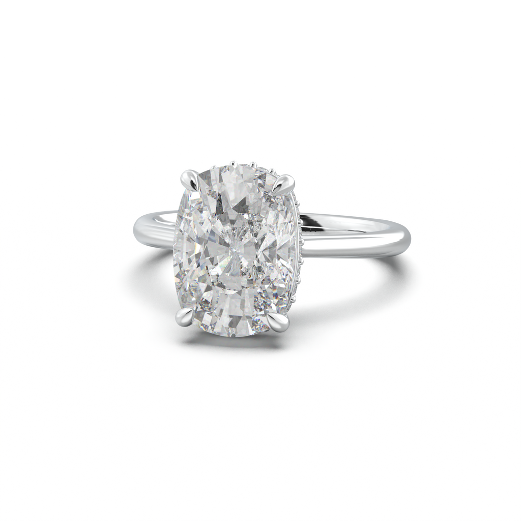 Cushion Hidden Halo Engagement Ring
