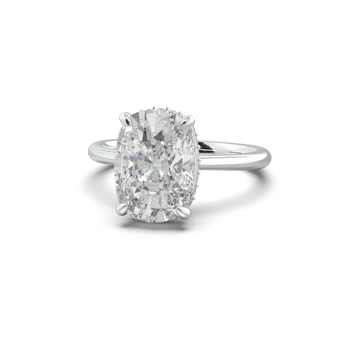 Cushion Hidden Halo Engagement Ring