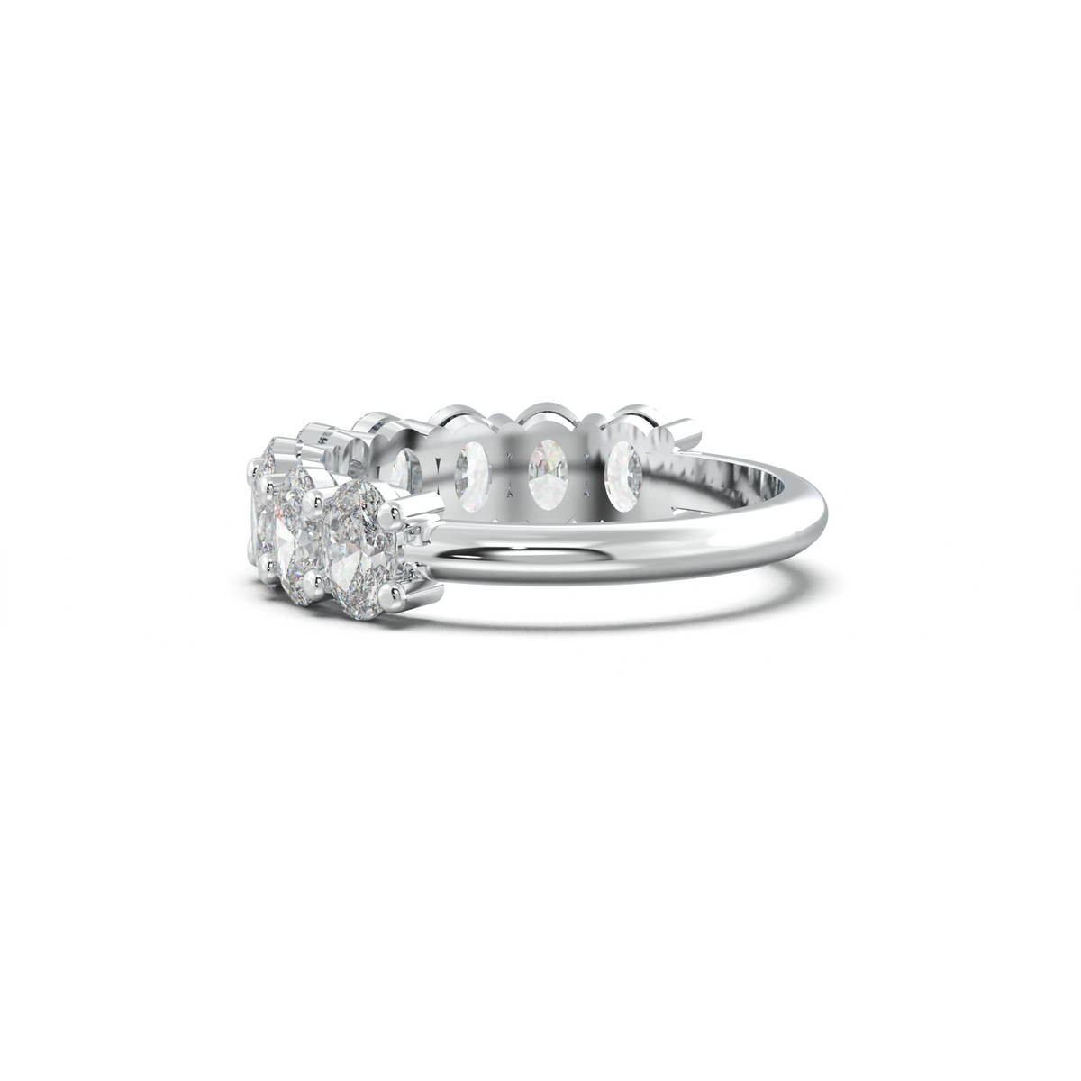 Nine-Oval Half-Eternity Wedding Band
