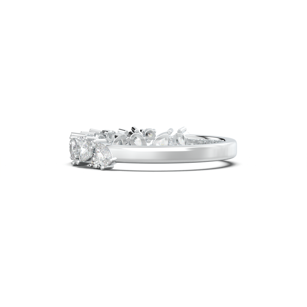 Alternating Pear & Round Half-Eternity Wedding Band