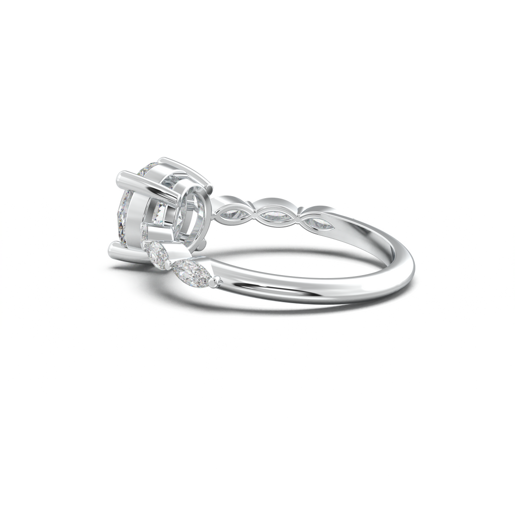 Round Marquise Side-Stone Engagement Ring